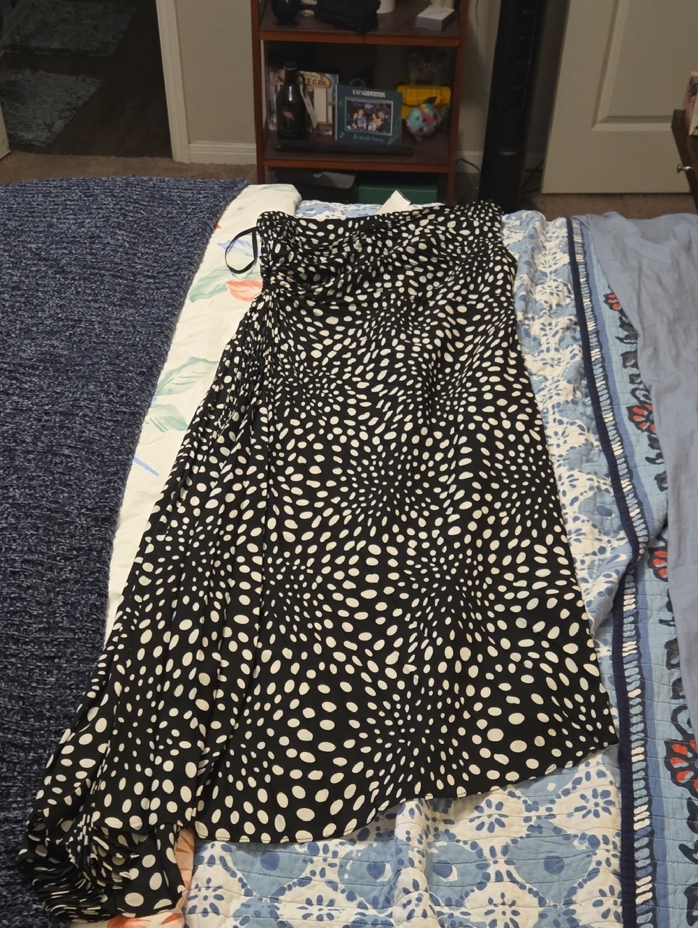 Nicole Miller Black and White Polka Dot A-Line Skirt